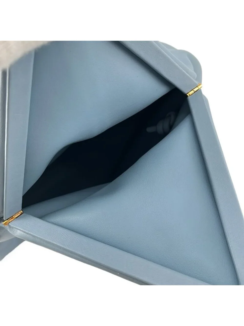 Bottega Veneta Leather Triangle Clutch Light Blue